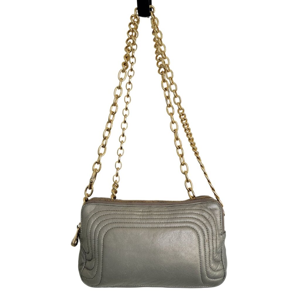 Henri Bendel Silver Metallic Quilted Bag